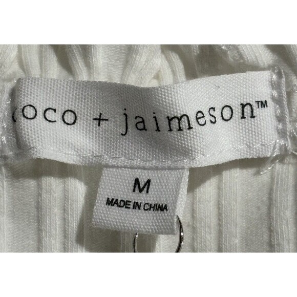 4 For $20 Coco + Jaimeson Size Medium Ruffle Eyelet Strap Rib Knit Top In Ivory - Picture 6 of 9